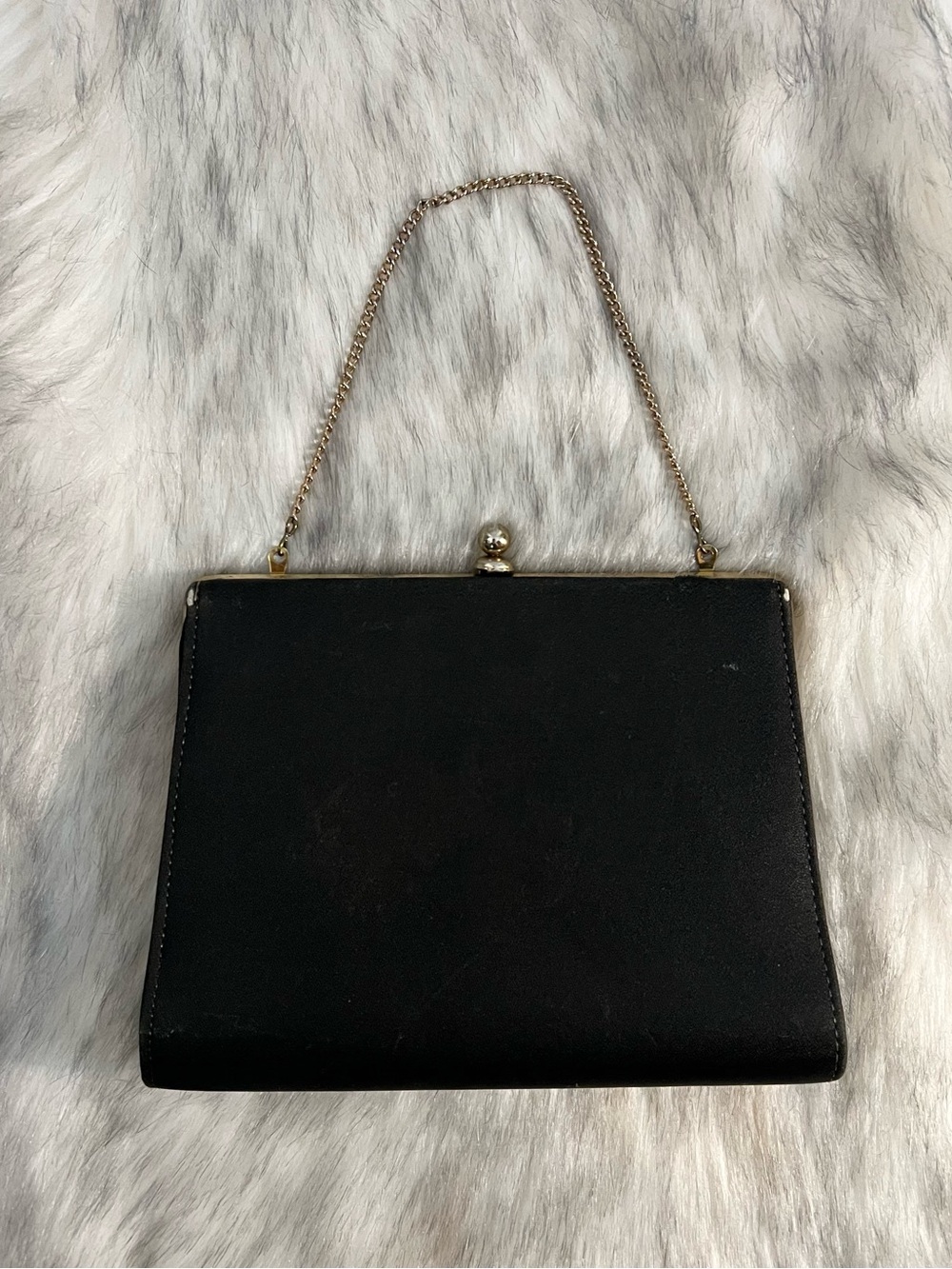 Vintage Black Fabric Evening Bag Clutch retro elegant old Hollywood formal